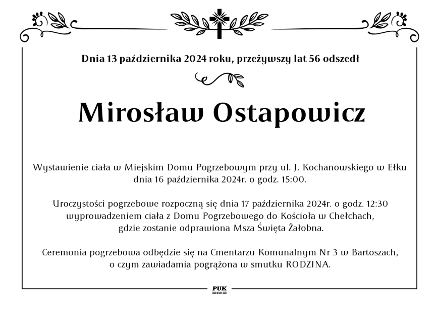 Mirosław Ostapowicz - nekrolog